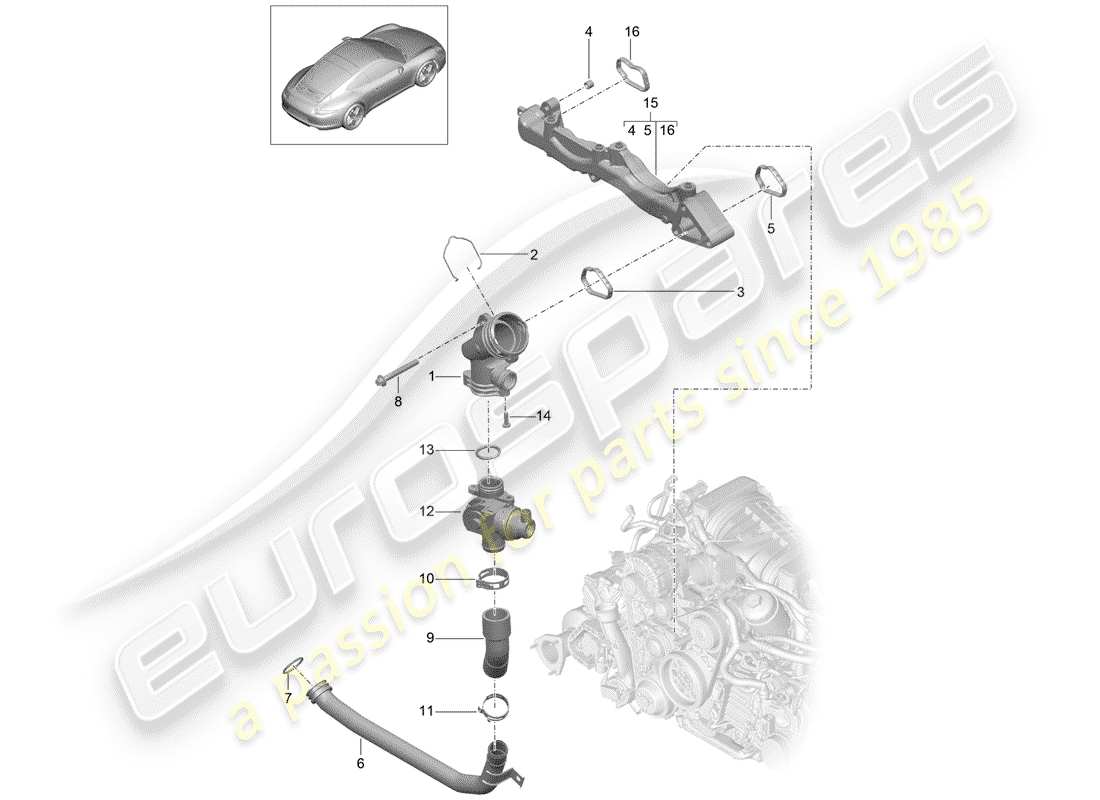 porsche 2012 (991-1) sous-châssis schéma des pièces