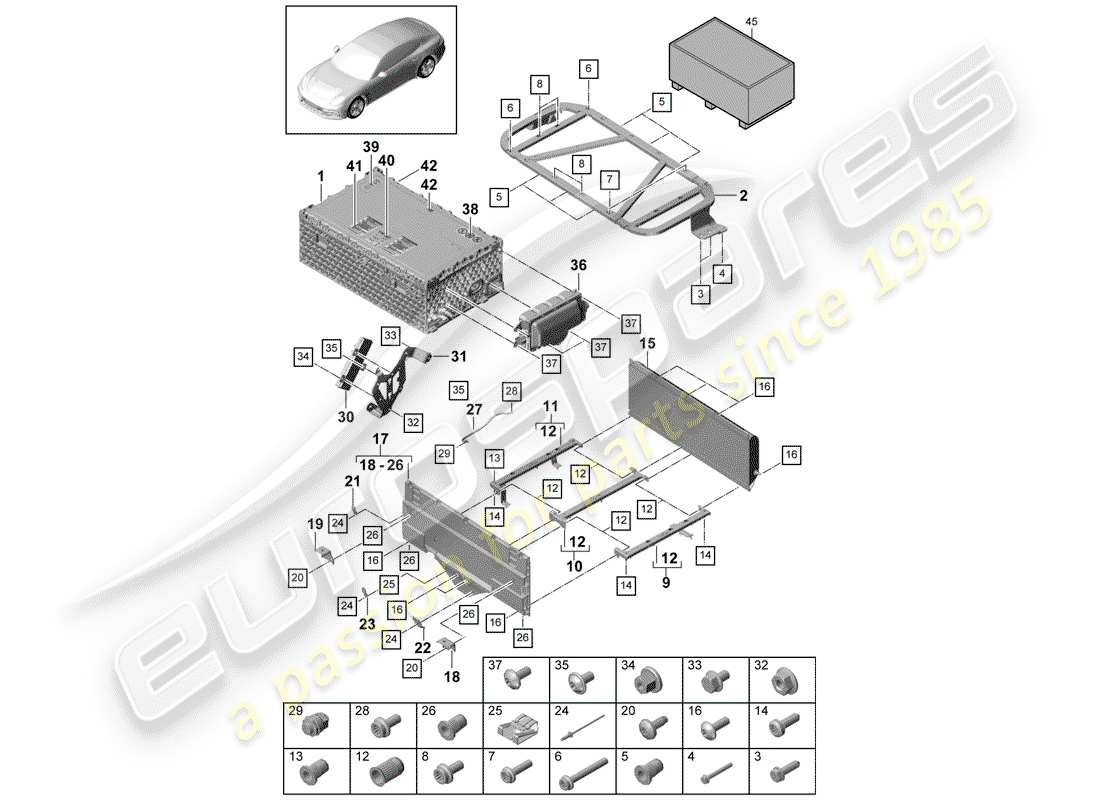 porsche 2017 (panamera 971-1) diagramme des pièces de la batterie