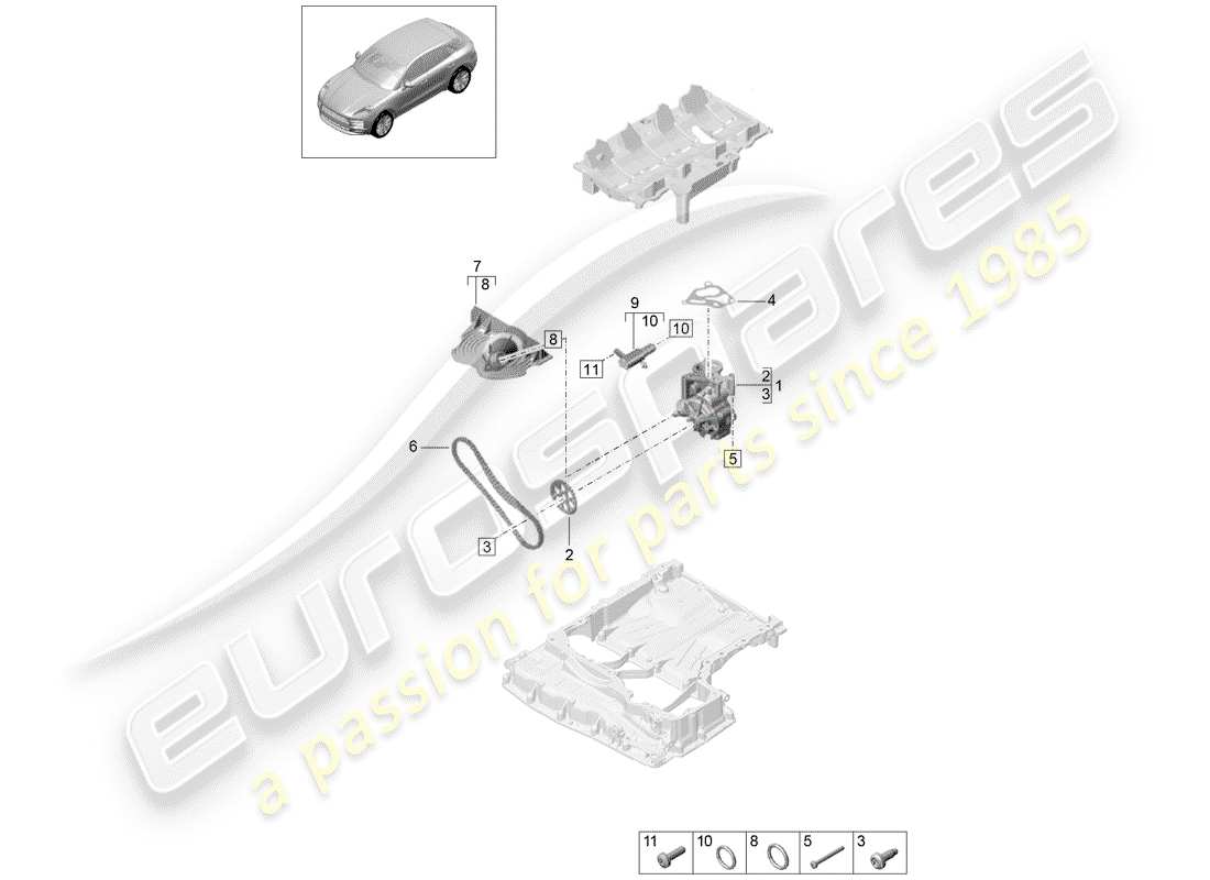 porsche 2019 (macan) pompe à huile schéma des pièces