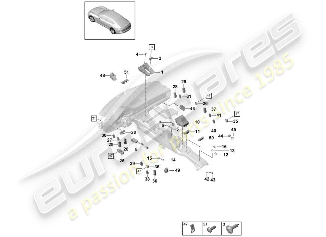 porsche 2017 (panamera 971-1) commutateur multiple schéma des pièces