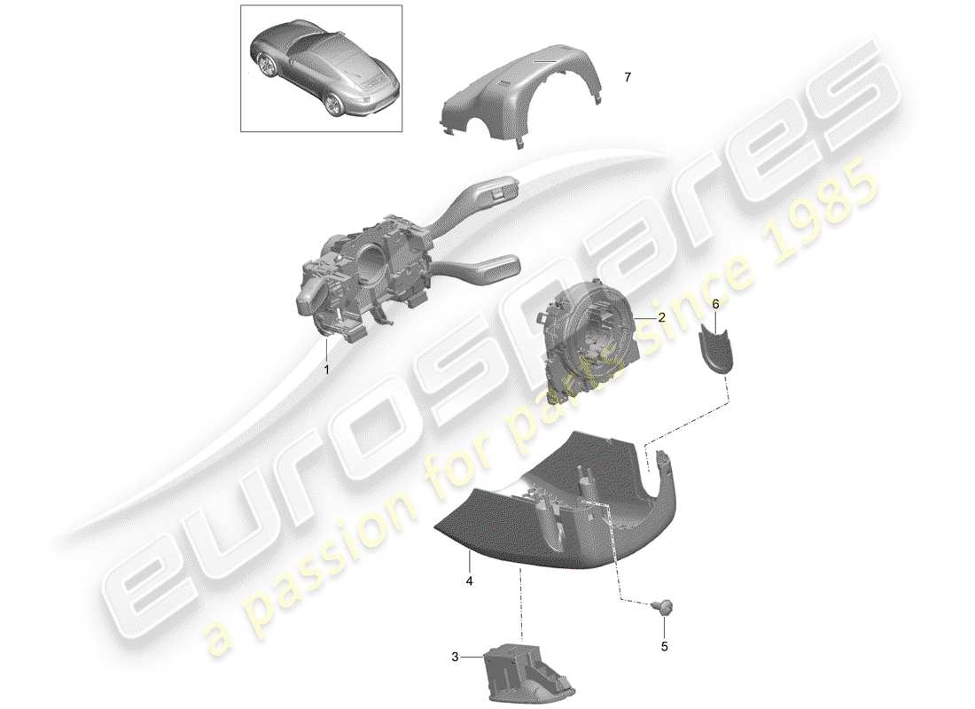 porsche 2014 (991-1) commutateur de colonne de direction schéma des pièces