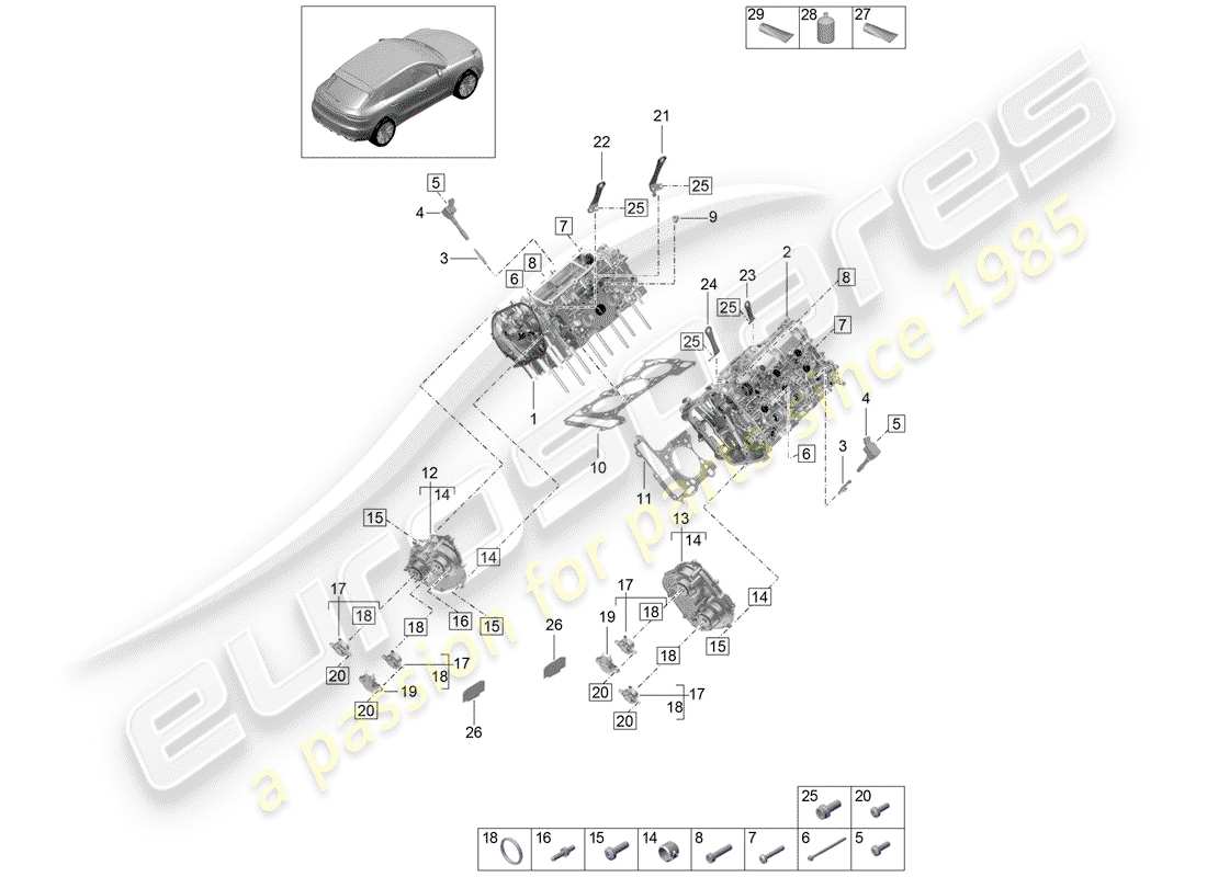 porsche 2019 (macan) culasse schéma des pièces