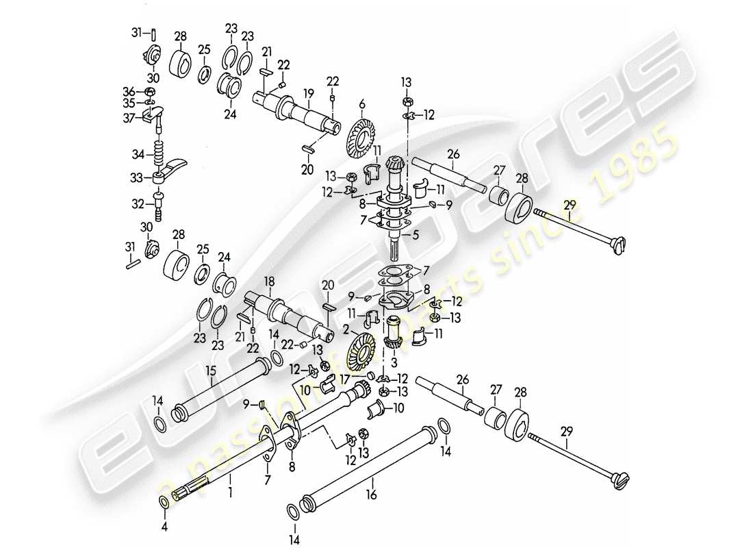 porsche 1959 (356/356a) commande de vanne - m 90 501 >> 91 000 schéma des pièces