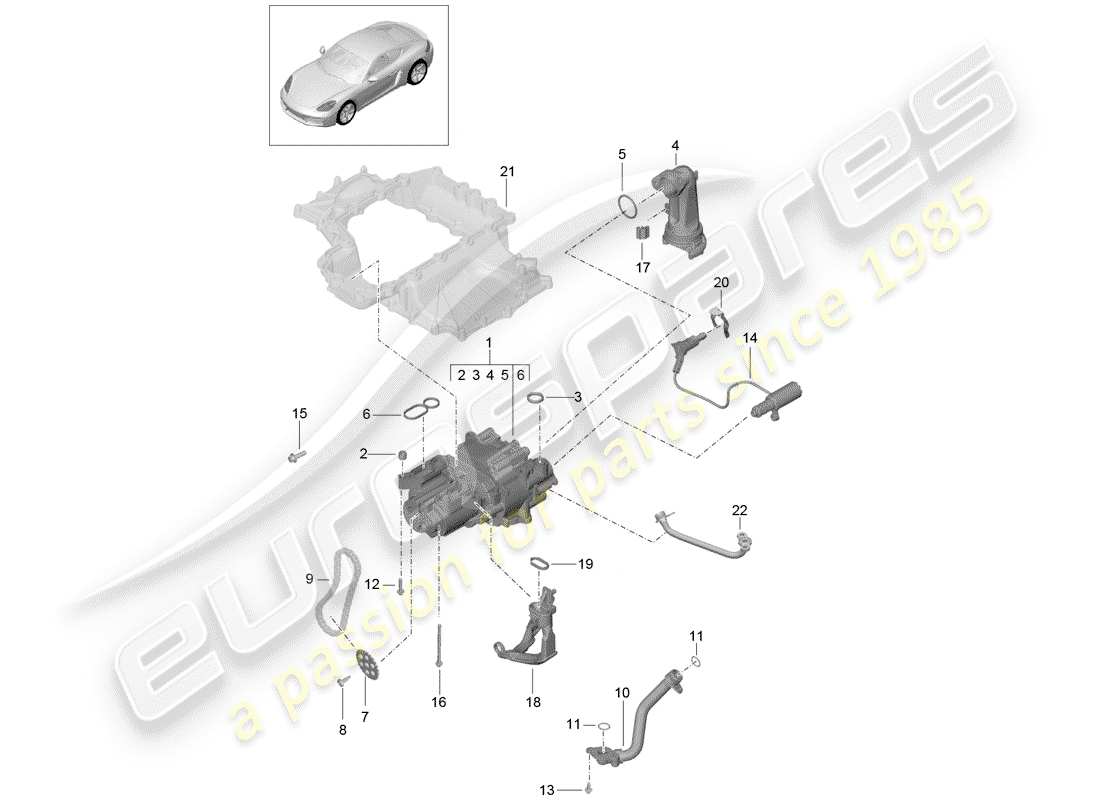 porsche 2018 (718 cayman) moteur (presse à huile./lubrica.) schéma des pièces