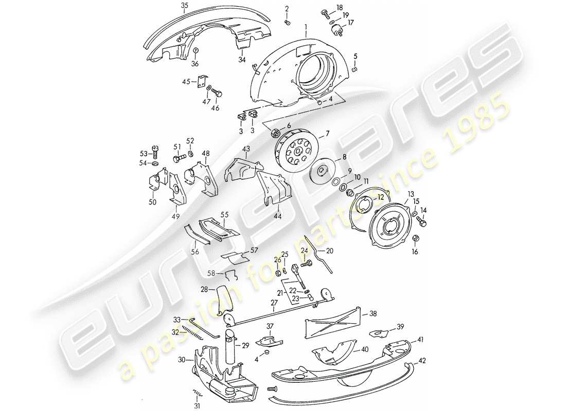 porsche 1953 (356/356a) refroidissement par air schéma des pièces