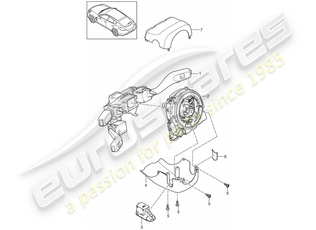 porsche 2015 (panamera 970) commutateur de colonne de direction schéma des pièces