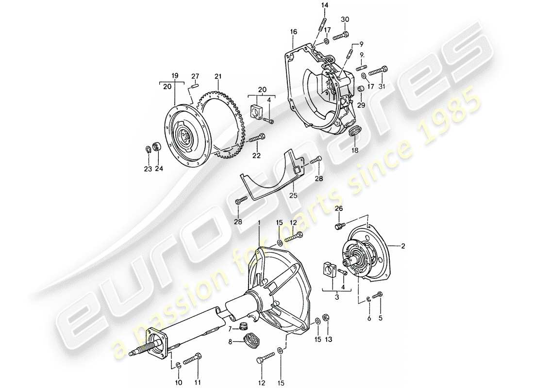 porsche 1995 (968) tiptronic - tube central schéma des pièces