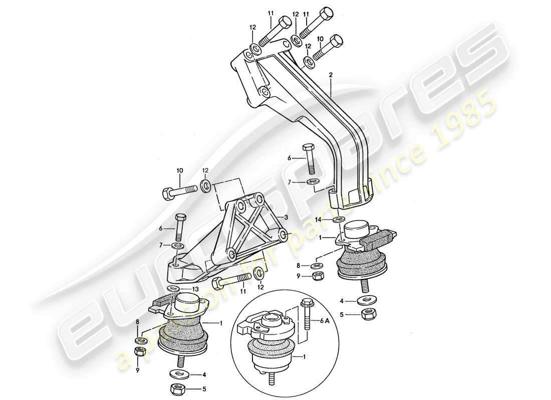 porsche 1989 (944) suspension du moteur schéma des pièces