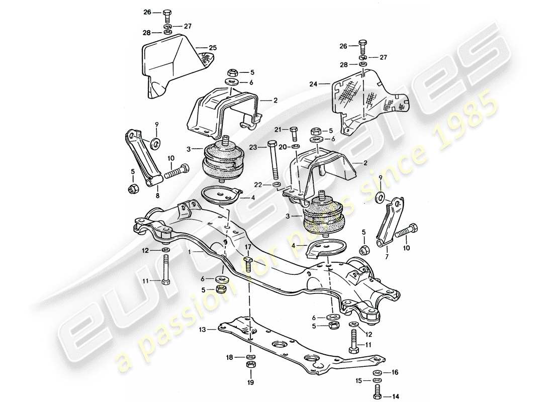 porsche 1994 (928) suspension du moteur schéma des pièces