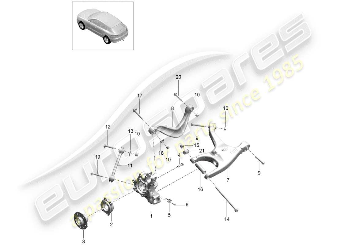porsche 2015 (macan) essieu arrière schéma des pièces