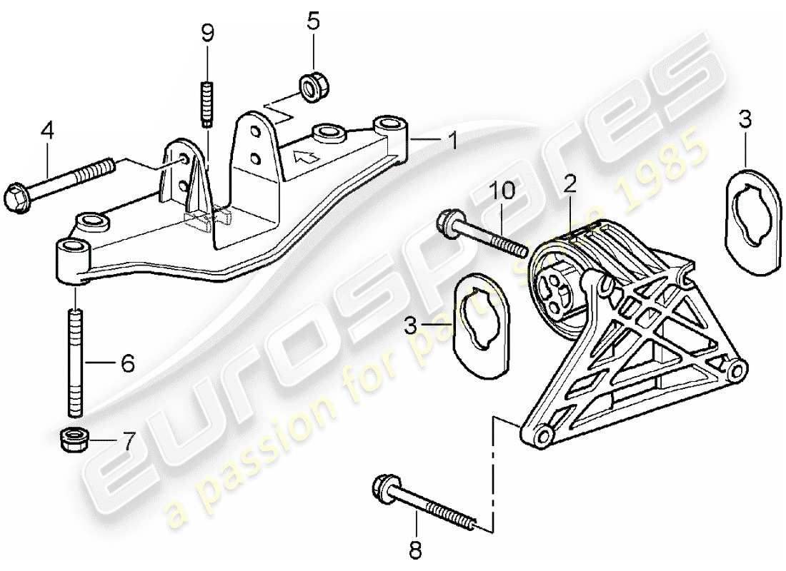 porsche 2007 (987 boxster) suspension du moteur schéma des pièces