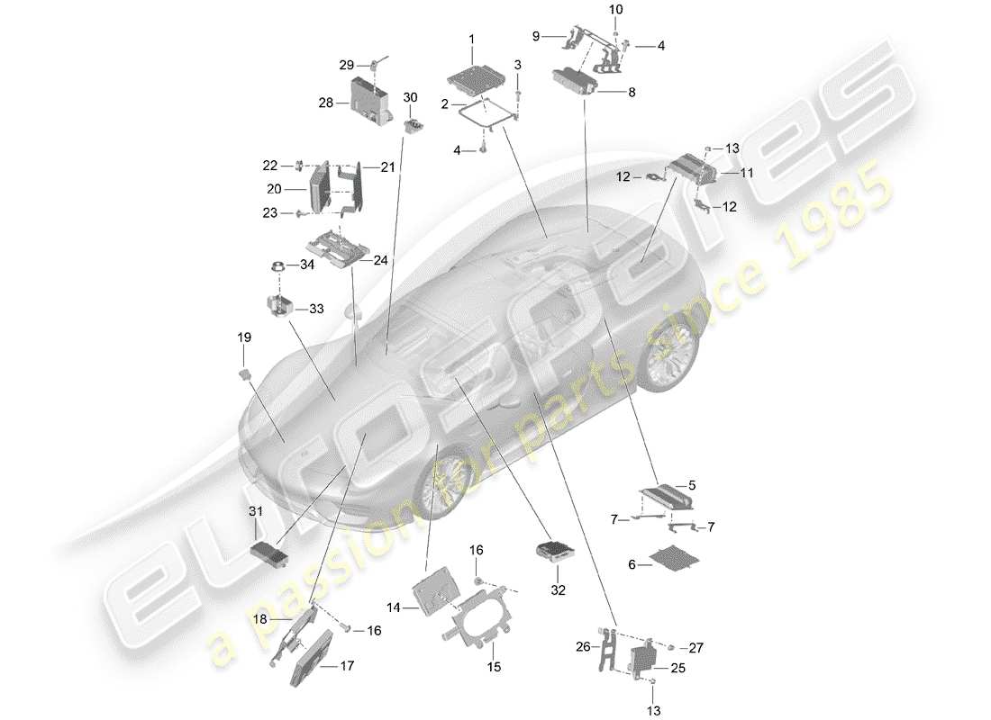 porsche 2015 (918 spyder) unités de commande schéma des pièces