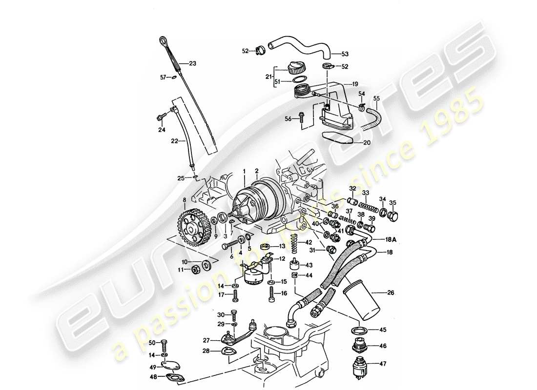 porsche 1995 (928) lubrification du moteur schéma des pièces