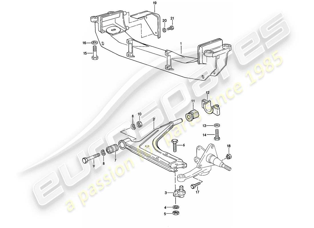 porsche 1982 (944) bras de commande de voie - traverse diagramme des pièces
