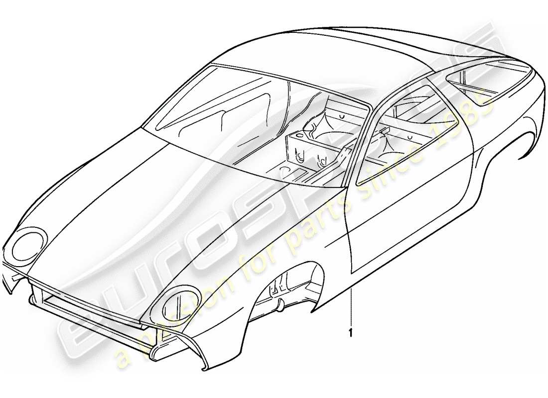 porsche 1983 (928) carrosserie - apprêtée - scellée - protection du sous-caisse - pulvérisée avec filtre schéma des pièces