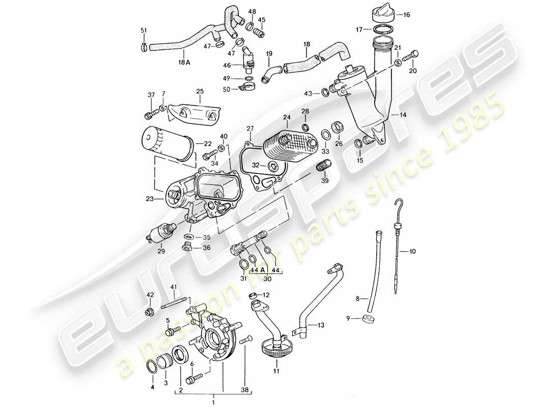 porsche 1986 (924s) lubrification du moteur schéma des pièces