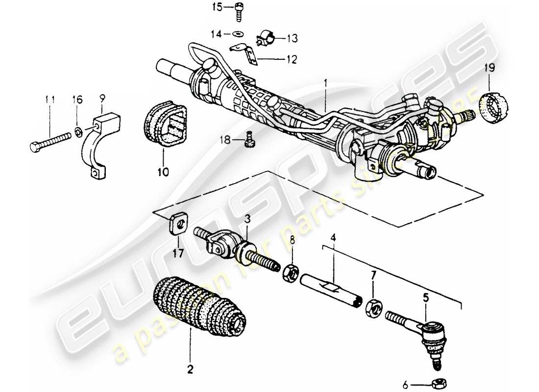 porsche 1990 (964) mécanisme de direction - pièces de direction schéma des pièces