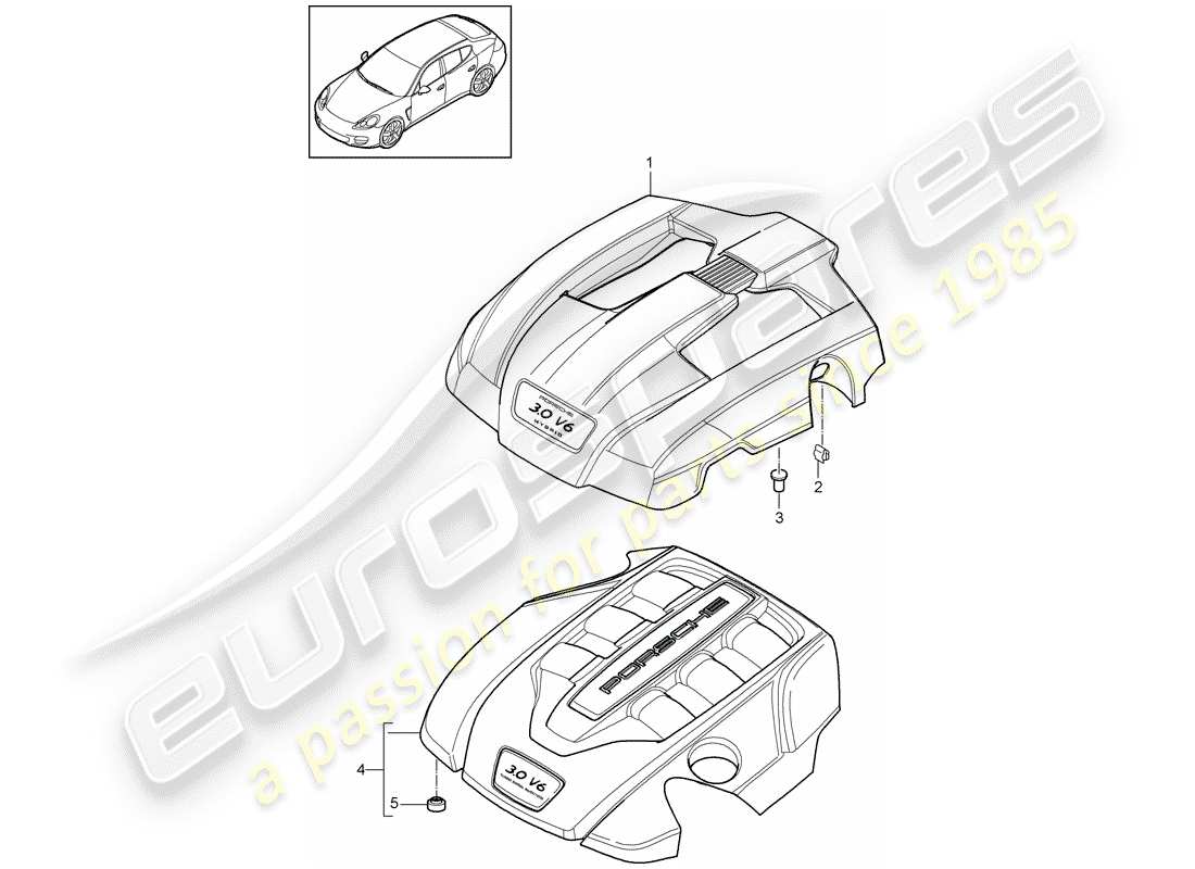 porsche 2015 (panamera 970) couvercle moteur schéma des pièces