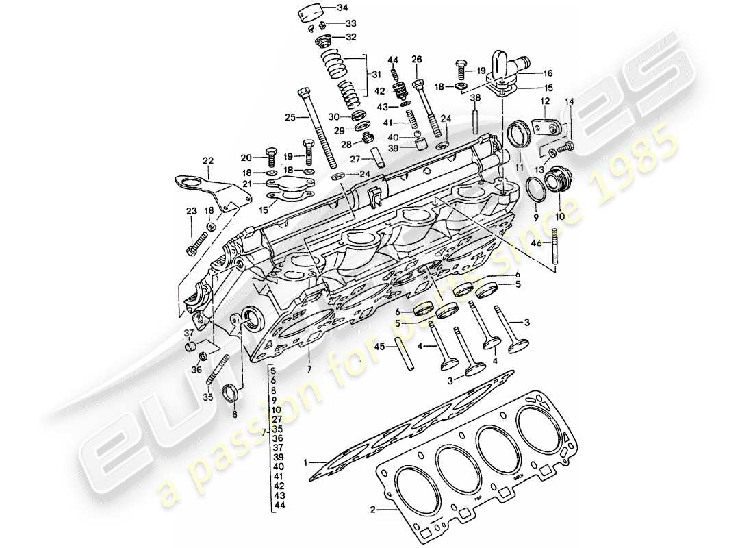 porsche 1991 (928) culasse - - kit de réparation pour entretien - voir illustration : vue eclatée