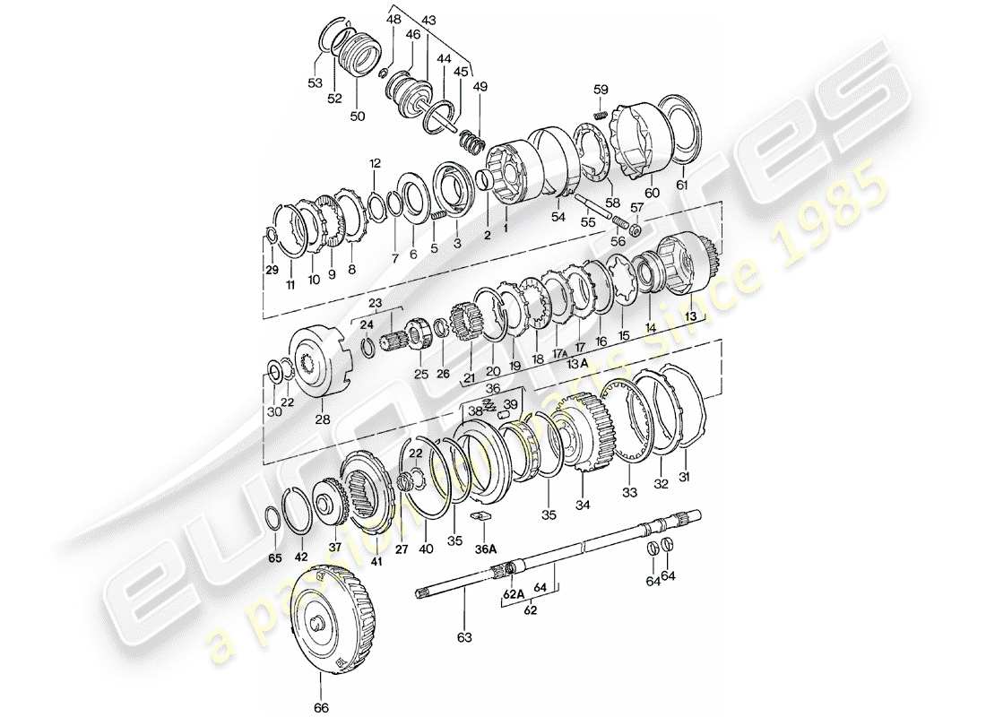 porsche 1984 (924) pièces de transmission - transmission automatique schéma des pièces