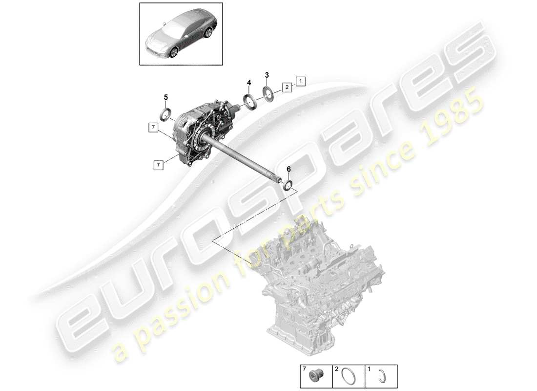 porsche 2017 (panamera 971-1) différentiel d'essieu avant schéma des pièces