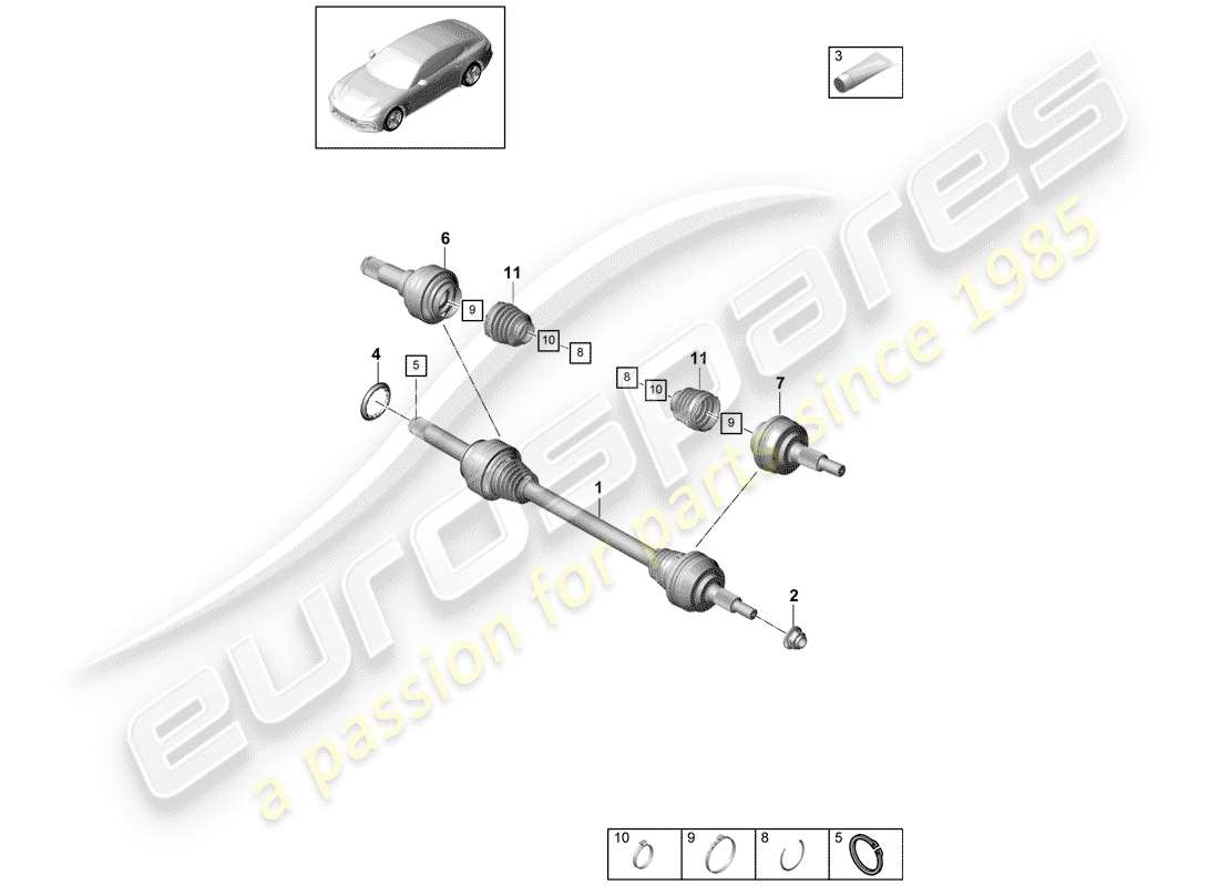 porsche 2017 (panamera 971-1) arbre de transmission schéma des pièces