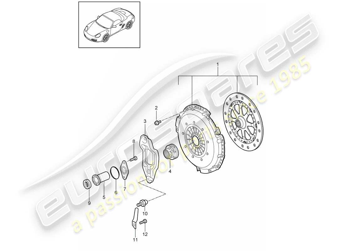 porsche 2011 (987 boxster) schéma des pièces d'embrayage