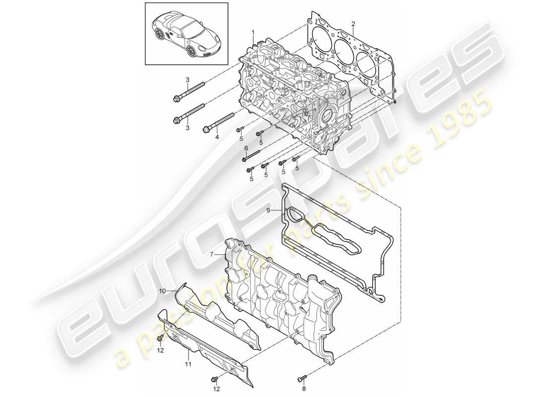 porsche 2011 (987 boxster) culasse schéma des pièces