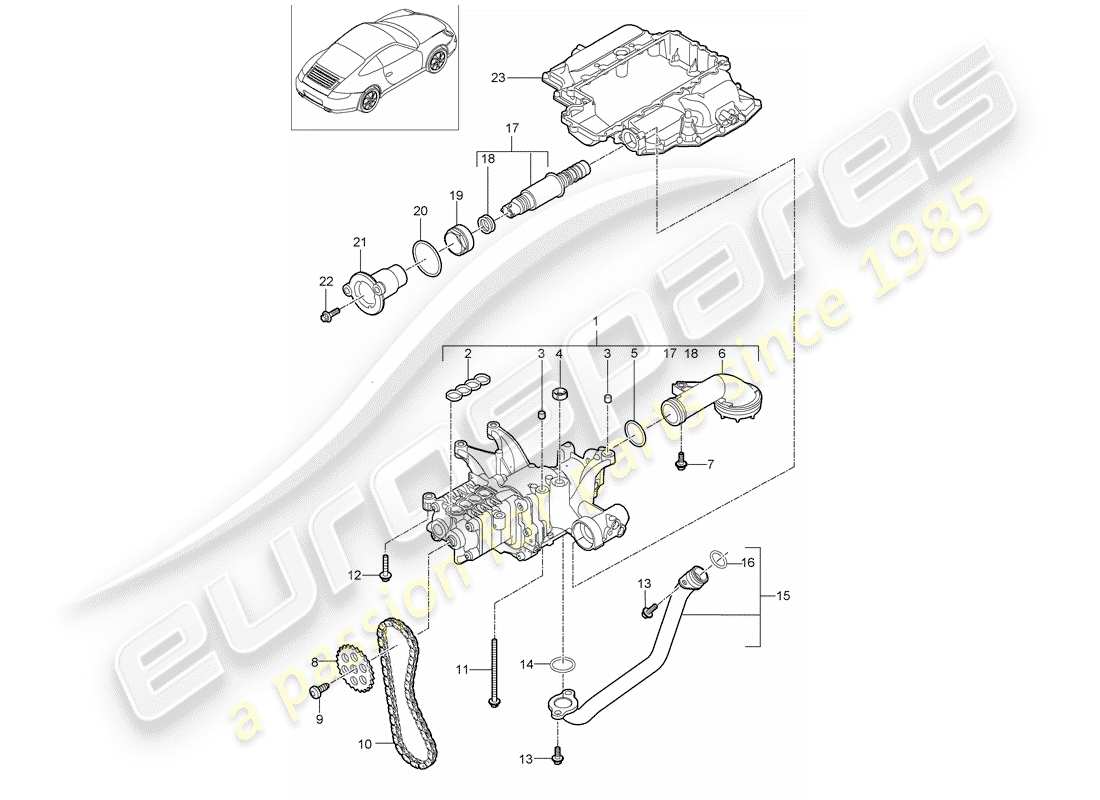 porsche 2012 (997-2) la pompe à huile schéma des pièces