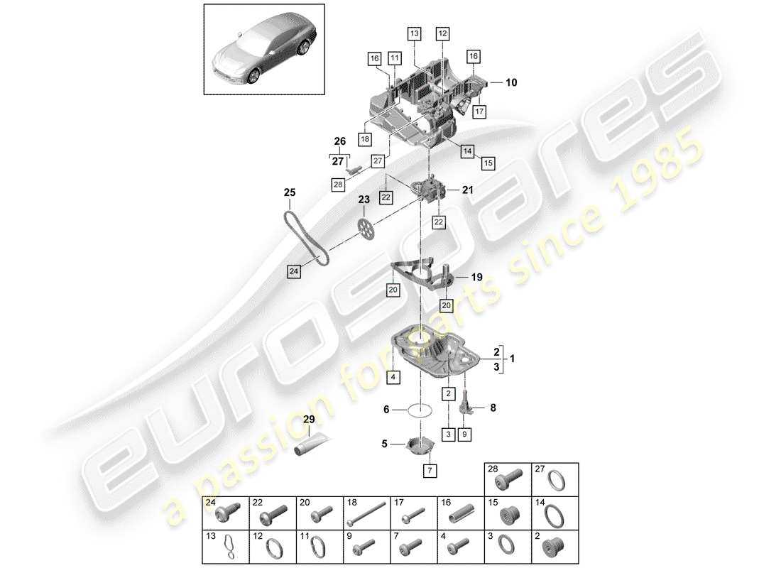 porsche 2017 (panamera 971-1) boîtier conducteur d'huile schéma des pièces
