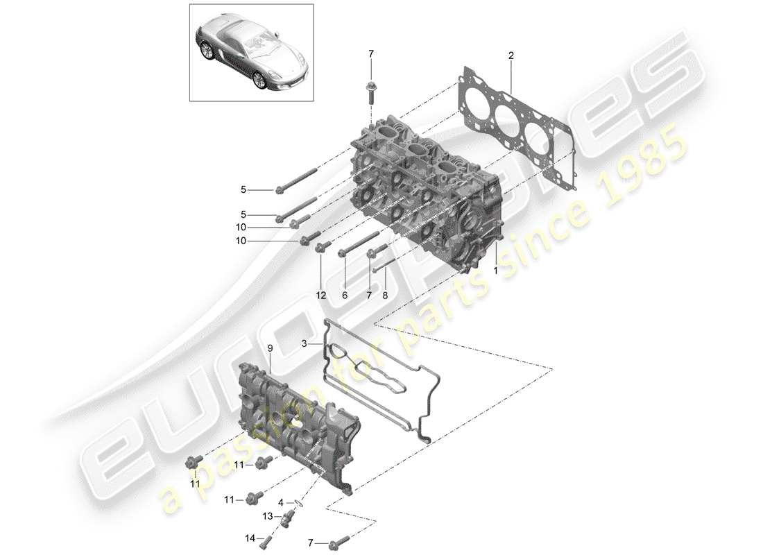 porsche 2013 (981 boxster) culasse schéma des pièces