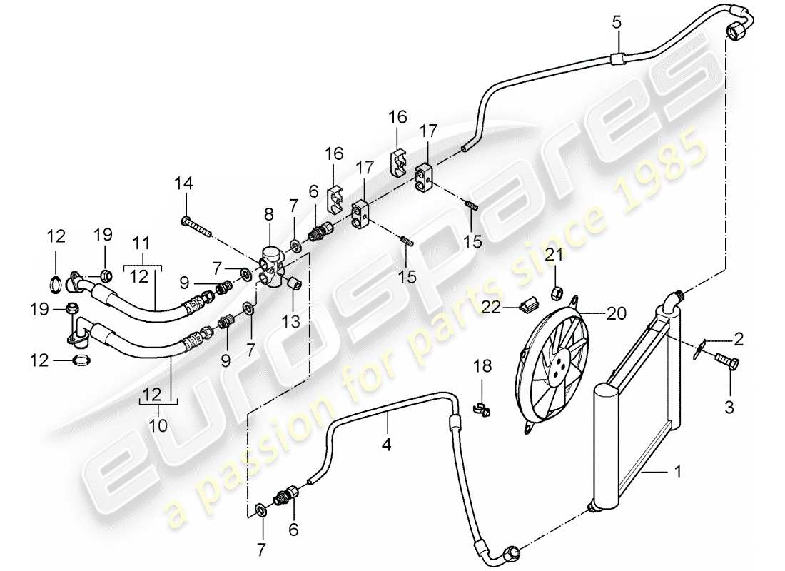 porsche 2005 (carrera gt) refroidissement d'huile - conduites schéma des pièces