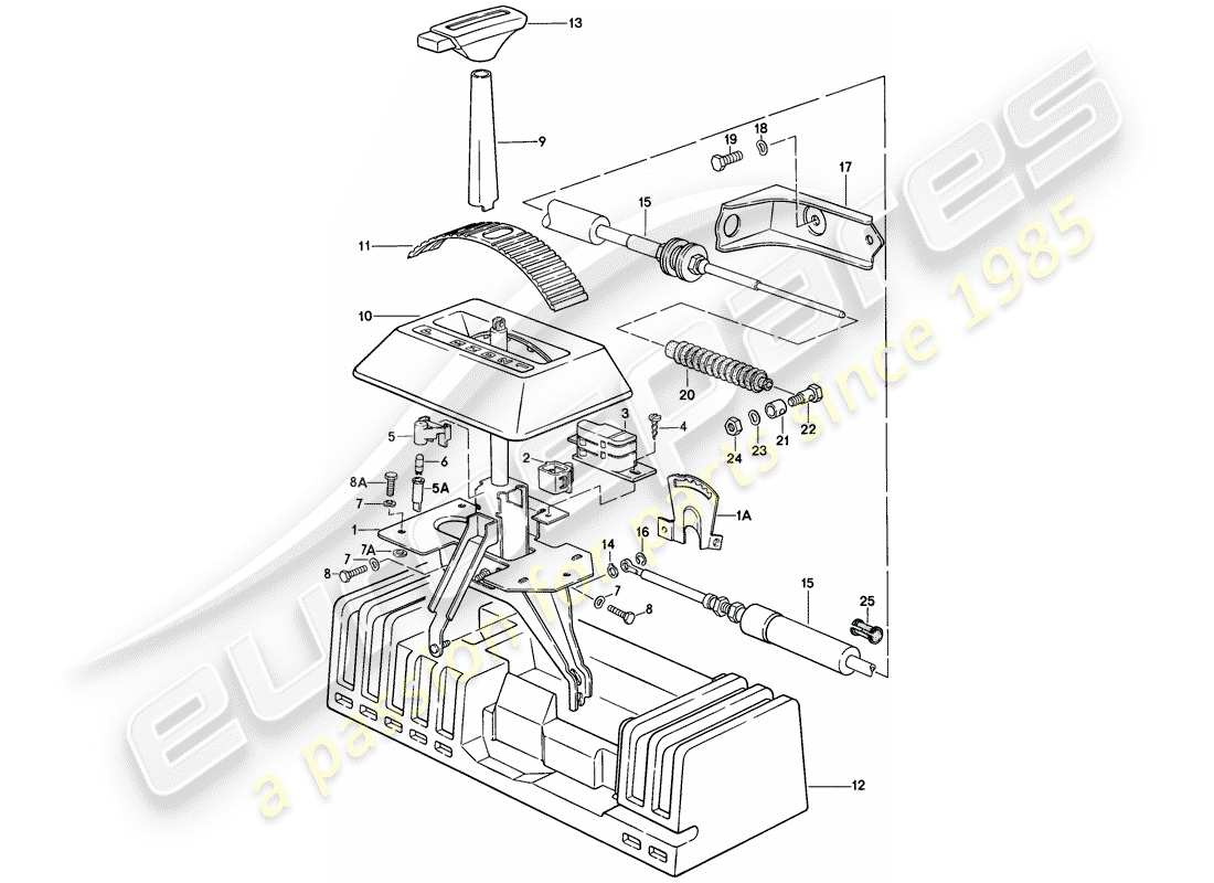 porsche 1979 (924) mécanisme de changement de vitesse - transmission automatique schéma des pièces