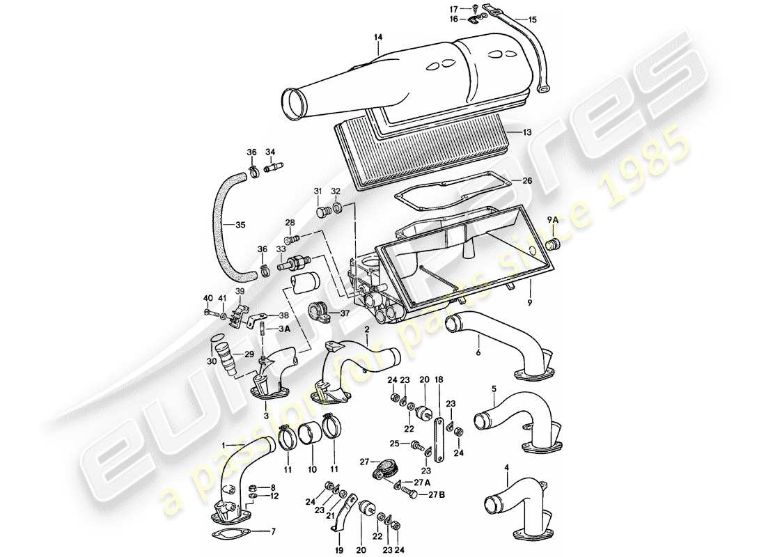 porsche 1978 (911) schéma des pièces du filtre à air