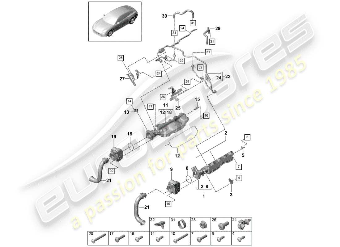 porsche 2017 (panamera 971-1) diagramme des pièces du tuyau d'admission