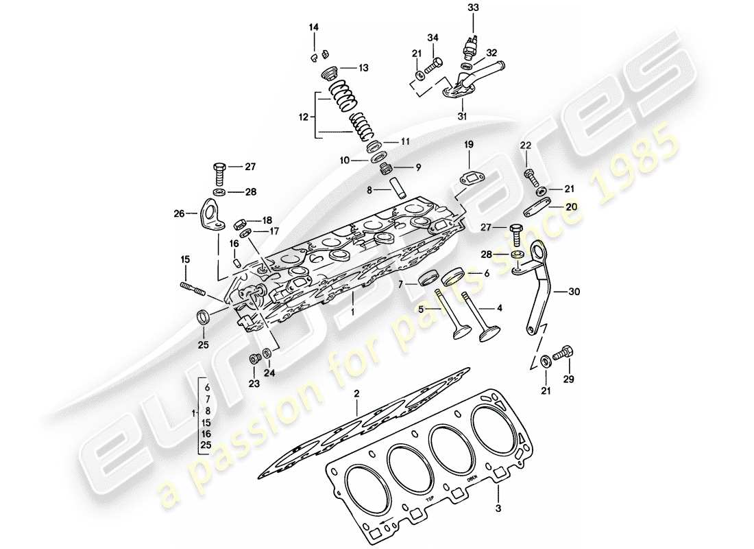 porsche 1983 (928) fournisseur - aufgea - culasse - 2 - soupape - kit de reparation pour entretien - voir illustration : vue schéma pièce