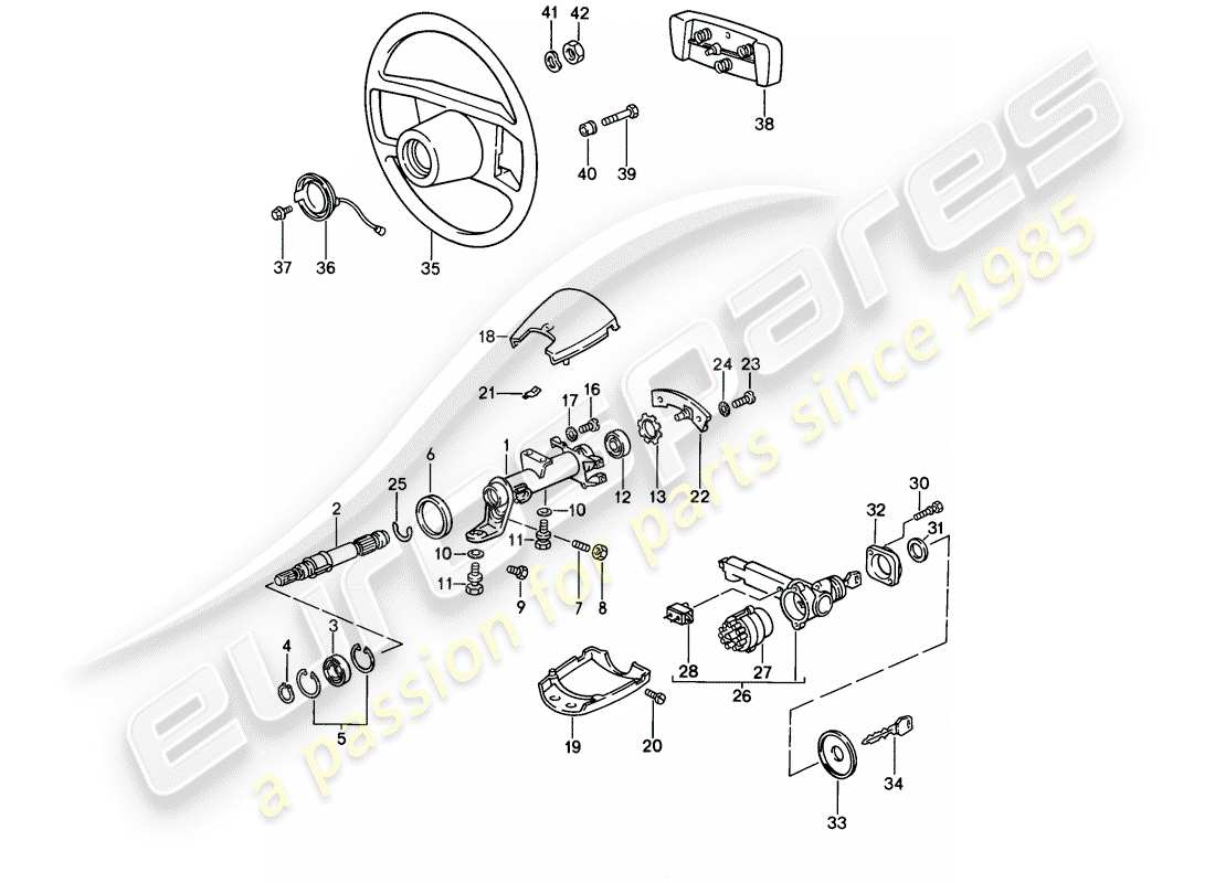 porsche 1988 (911) pièces de direction schéma des pièces