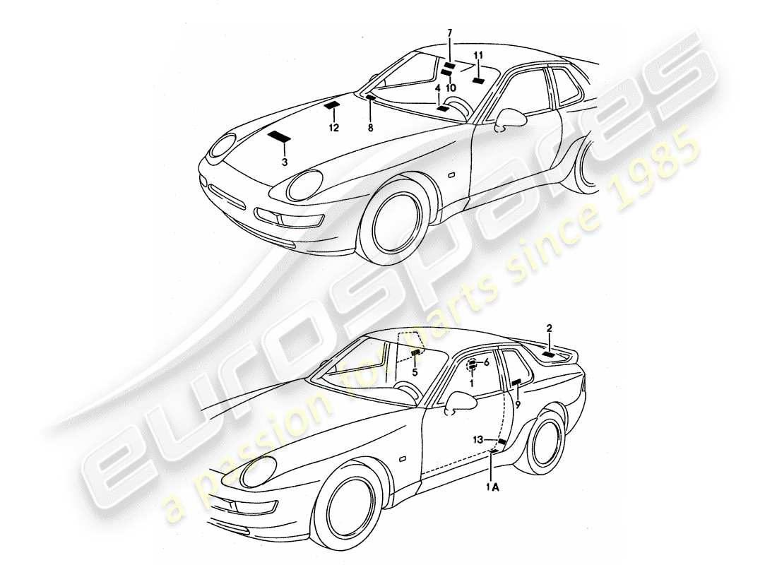 porsche 1993 (968) signes/avis schéma des pièces
