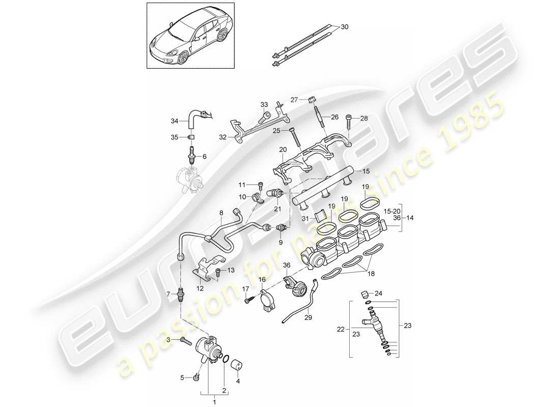 porsche 2016 (panamera 970) tuyau de récupération de carburant schéma des pièces