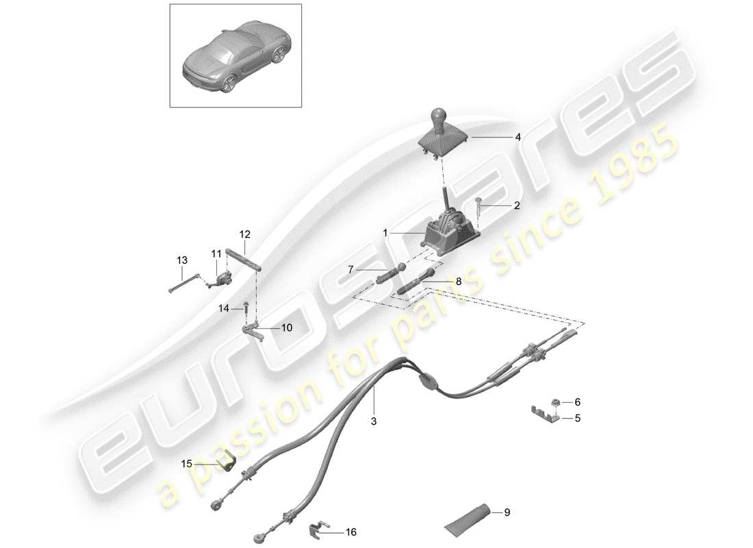 porsche 2012 (981 boxster) diagramme de pièce de commande de transmission