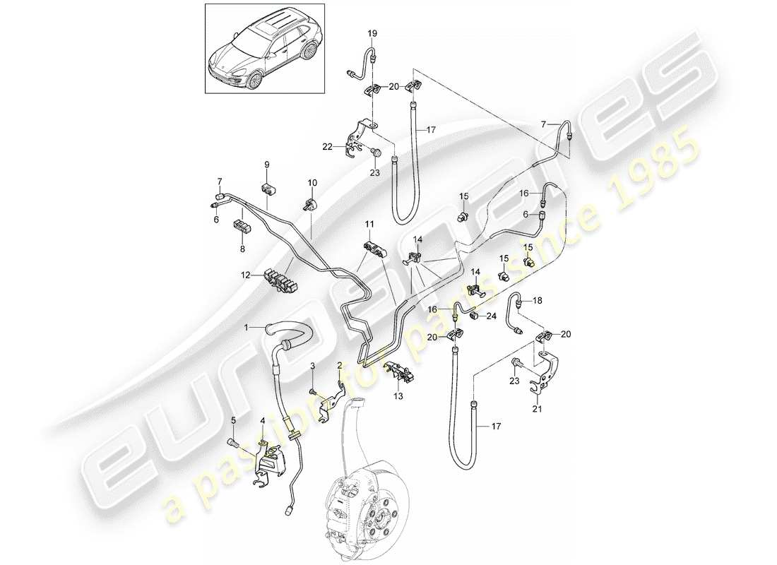 porsche 2011 (cayenne e2 92a) conduite de frein schéma des pièces