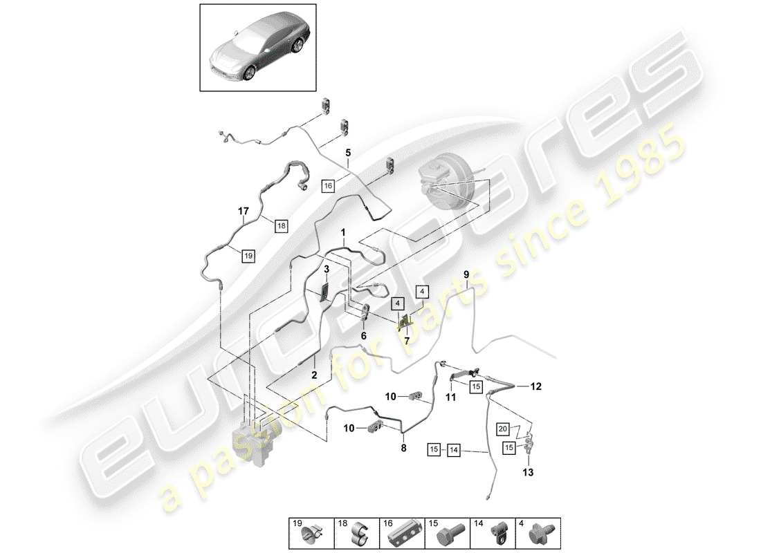 porsche 2017 (panamera 971-1) conduite de frein schéma des pièces