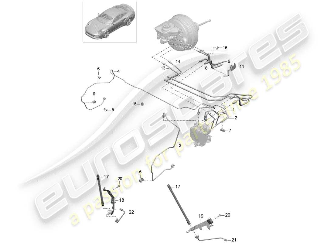 porsche 2016 (991-1 turbo) conduite de frein schéma des pièces
