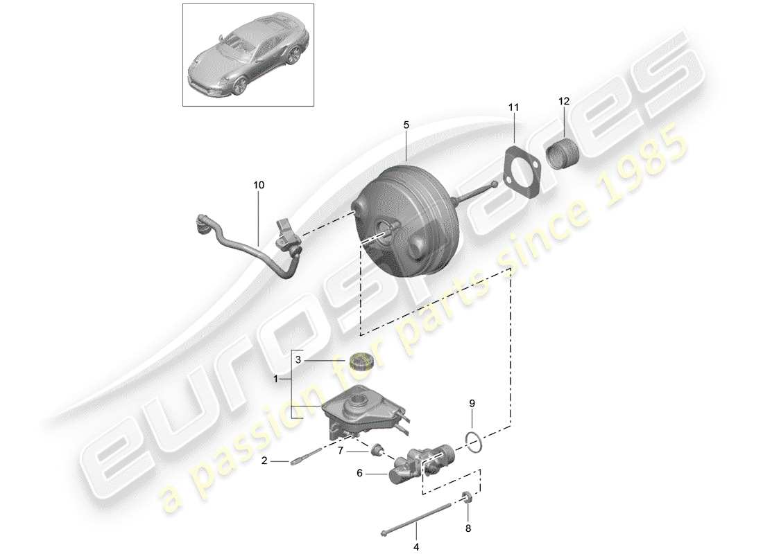 porsche 2017 (991-2 turbo) maitre-cylindre de frein schéma des pièces