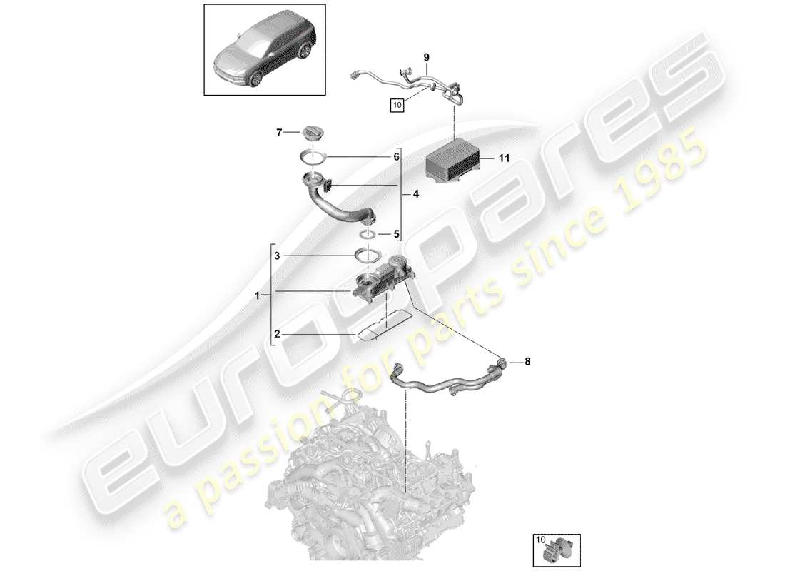 porsche 2020 (cayenne e3 9ya/9yb) ventilation pour bloc-cylindres