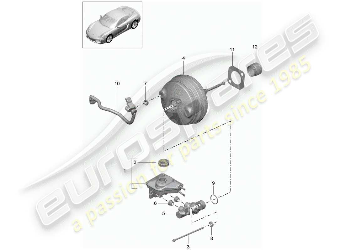 porsche 2014 (981 cayman) maître cylindre de frein schéma des pièces
