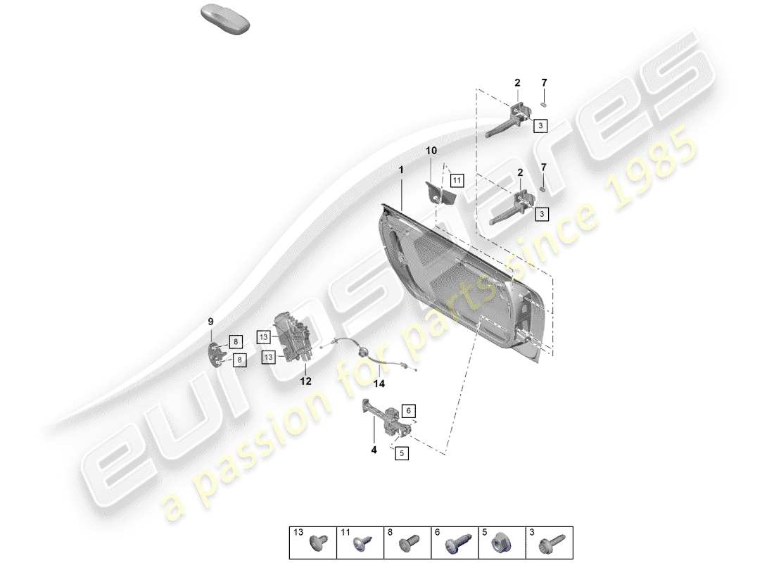 porsche 2020 (718 boxster spyder) coque de porte schéma des pièces
