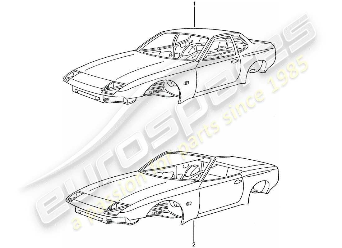 porsche 1990 (944) carrosserie diagramme de pièce