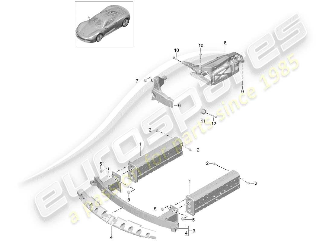 porsche 918 spyder (2015) schéma des pièces front end