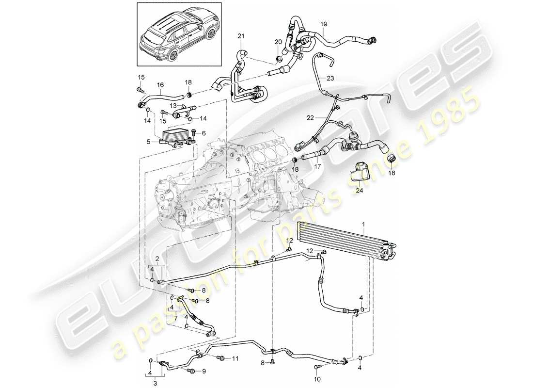 porsche 2012 (cayenne e2 92a) tiptronique schéma des pièces
